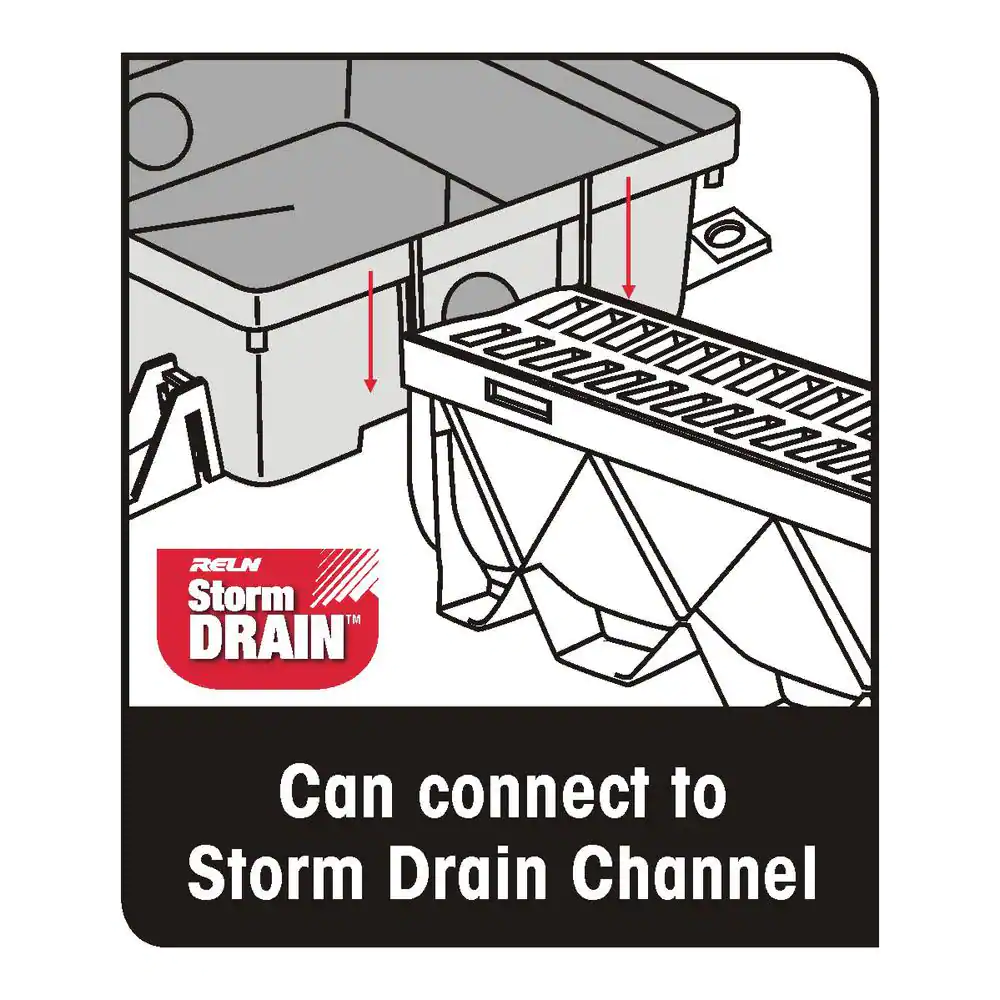RELN 13 in. Square Low Profile Drainage Catch Basin Kit with Grate, Black