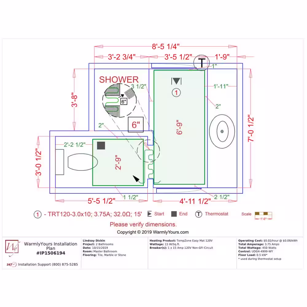WarmlyYours TempZone 21 ft. x 18 in. 120-Volt Radiant Floor Heating Roll with Touch Screen Thermostat (Covers 31.5 sq. ft.)