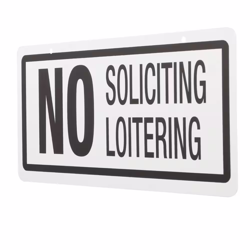 Everbilt 5 in. x 10 in. Plastic No Soliciting/Loitering Sign