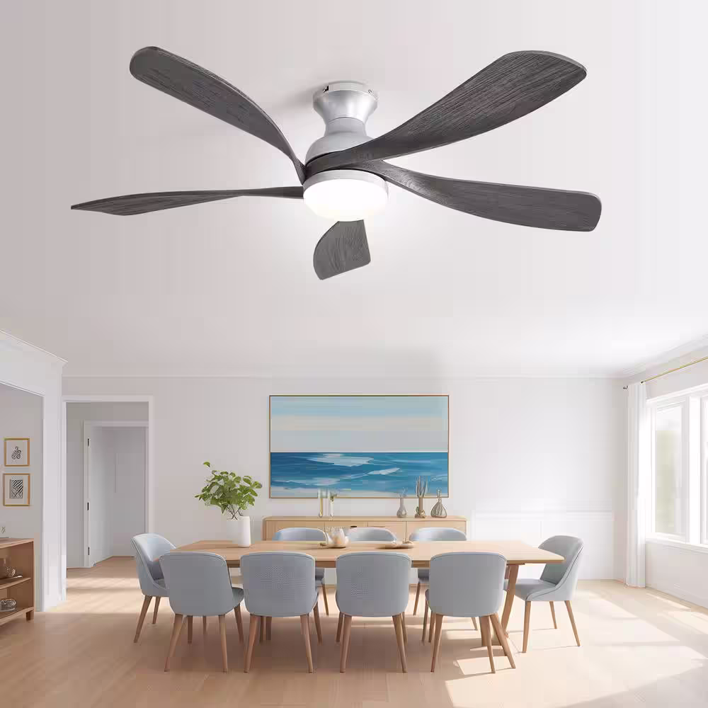 Sofucor 52 in. Indoor/Outdoor Nickel Smart 6-Speed Ceiling Fan with LED Light and Remote and APP Control