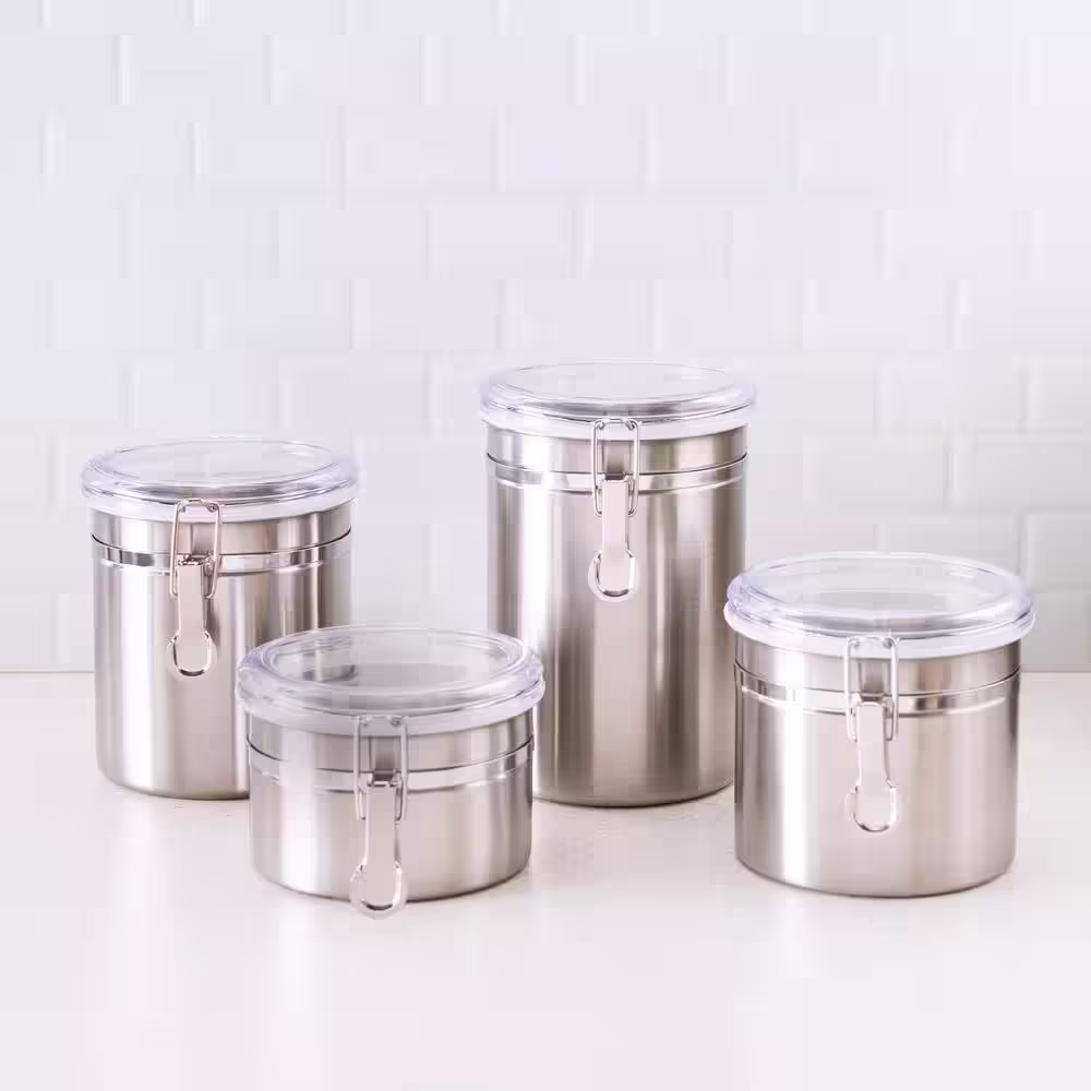 Home Basics 4 Piece Stainless Steel Canister Set