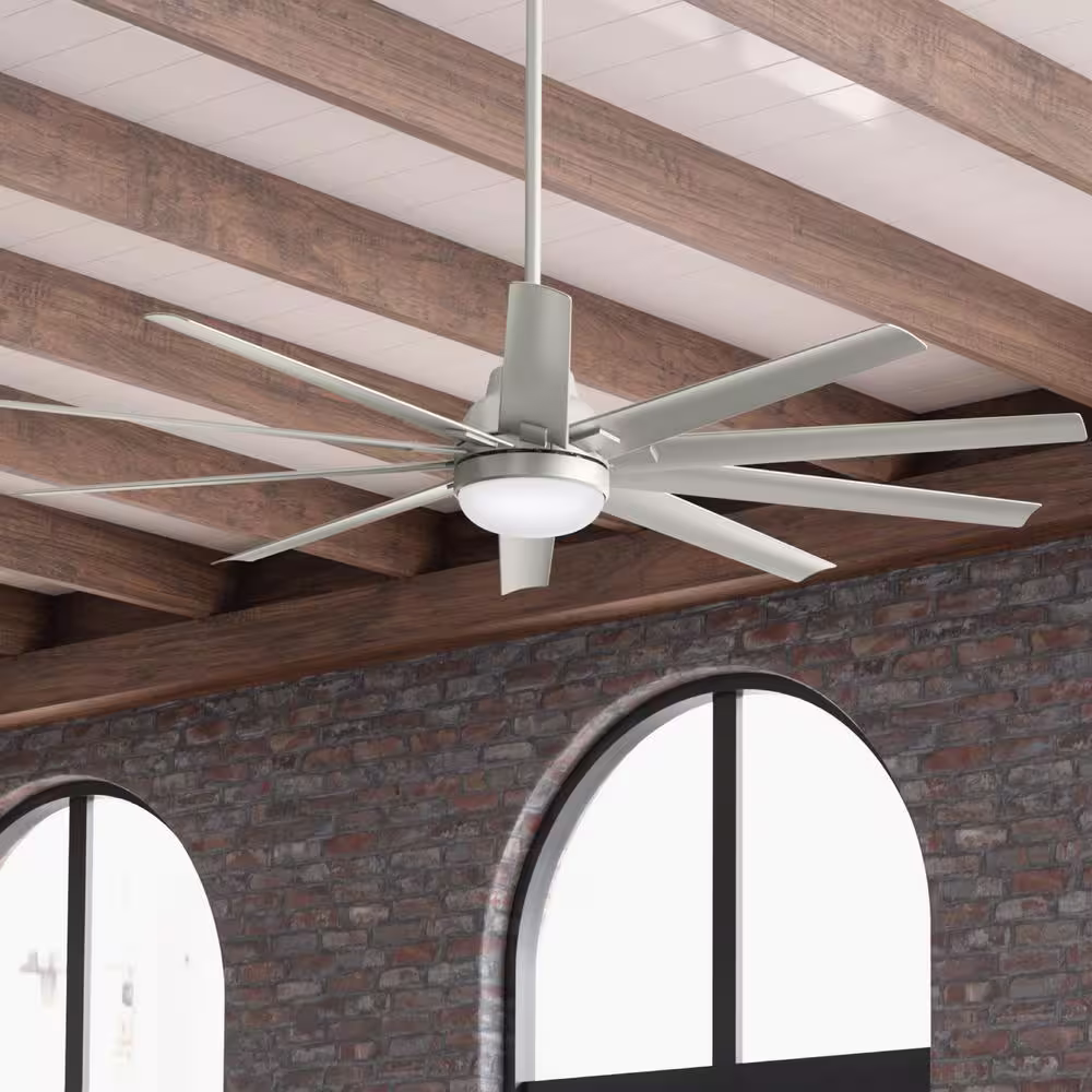 Hunter Overton 72 in. Outdoor Matte Nickel Ceiling Fan with Light Kit and Wall Switch