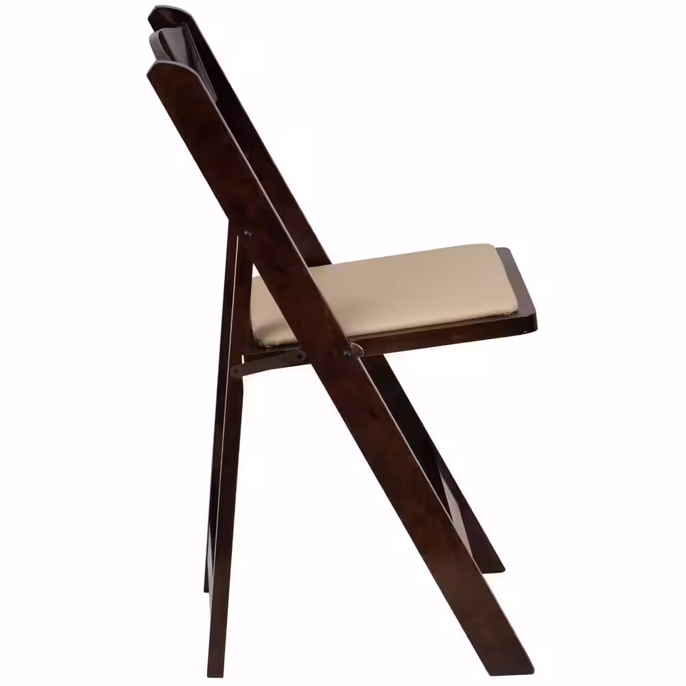 Flash Furniture Hercules Series Fruitwood Wood Folding Chair with Vinyl Padded Seat