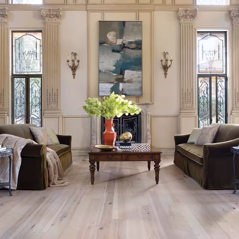 Malibu Wide Plank Crescent Hickory 1/2 in. T x 5 & 7 in. W Water Resistant Distressed Engineered Hardwood Flooring (24.9 sq. ft./case)