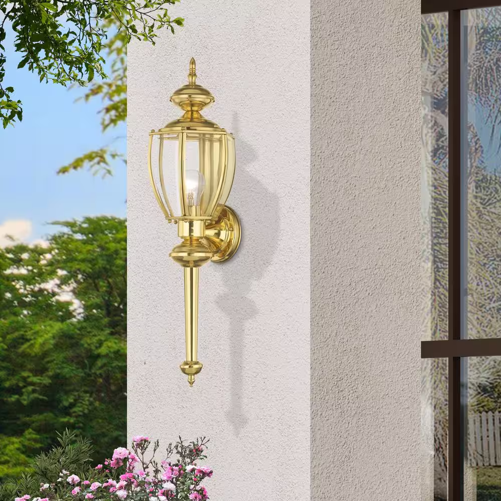 AVIANCE LIGHTING Bannington 1 Light Polished Brass Outdoor Wall Sconce