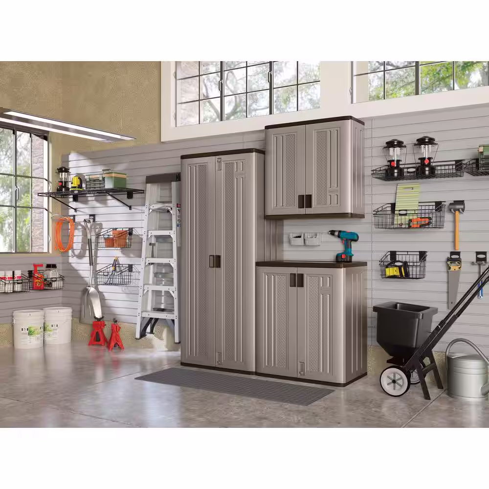 Suncast 3-Piece Resin Garage Storage System in Platinum (60 in. W x 72 in. H x 20 in. D)