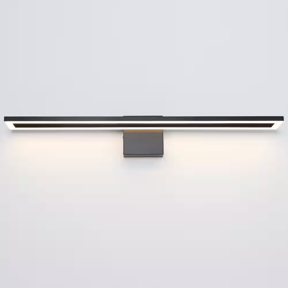 UMEILUCE 32 in. Matte Black Rectangle Vanity Light Bar for Barthroom 3000K Warm Light Mirror Light