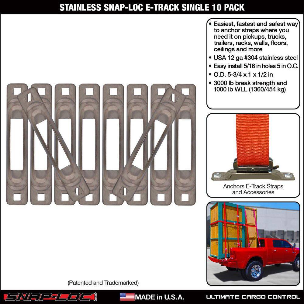 SNAP-LOC E-Track Single Strap Anchor in Stainless Steel (10-Pack)