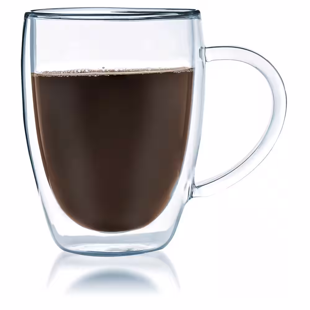 JavaFly Bistro 12 oz. Double Wall Glass with Handle Dishwasher Safe