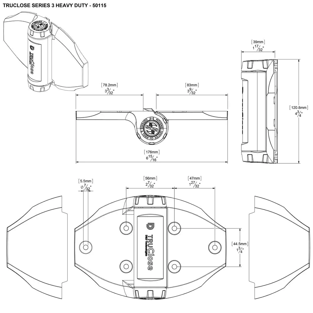 Tru-Close 4-1/2 in. x 6-3/4 in. Black Polymer and Stainless Steel Heavy Duty Hinge