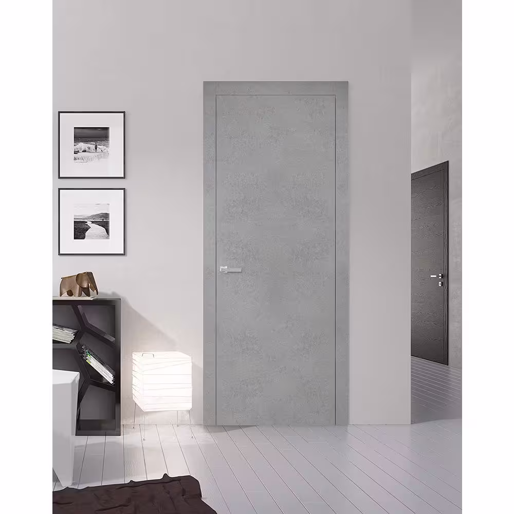 Sartodoors 0010 30 in. x 80 in. Flush No Bore Concrete Finished Pine Wood Interior Door Slab with Hardware