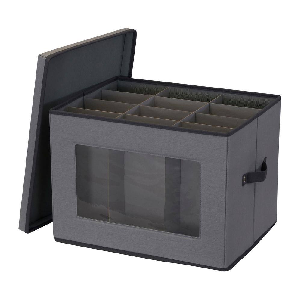 HOUSEHOLD ESSENTIALS Tall Wine Chest in Gray