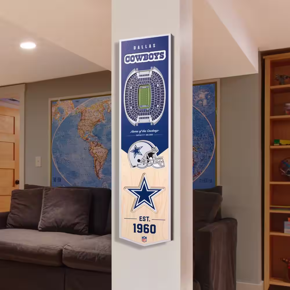 YouTheFan NFL Dallas Cowboys Wooden 8 in. x 32 in. 3D Stadium Banner-AT&T Stadium