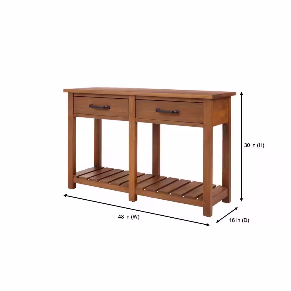 Home Decorators Collection Danforth 48 in. Antique Patina Standard Rectangle Wood Console Table with Drawers
