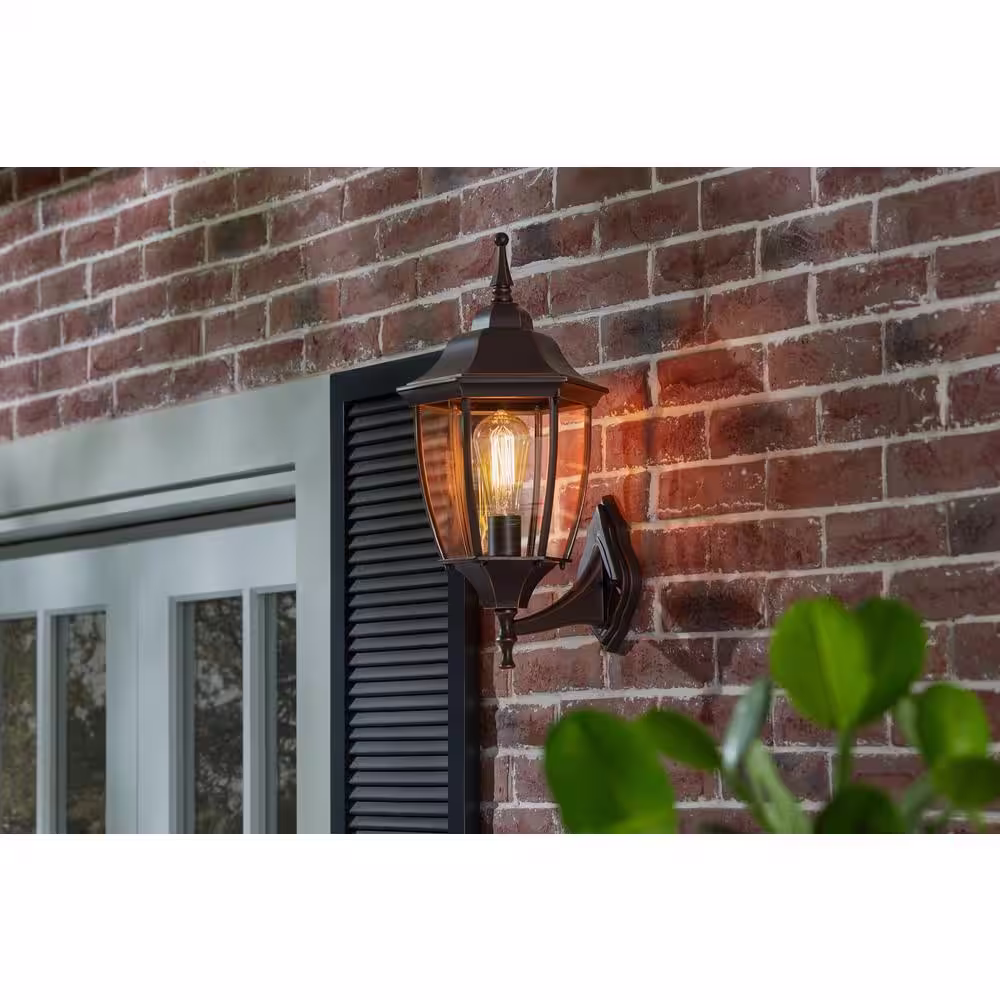 Hampton Bay Kinglet 1-Light Oil Rubbed Bronze Hardwired Outdoor Wall Lantern Sconce with Clear Glass (1-Pack)