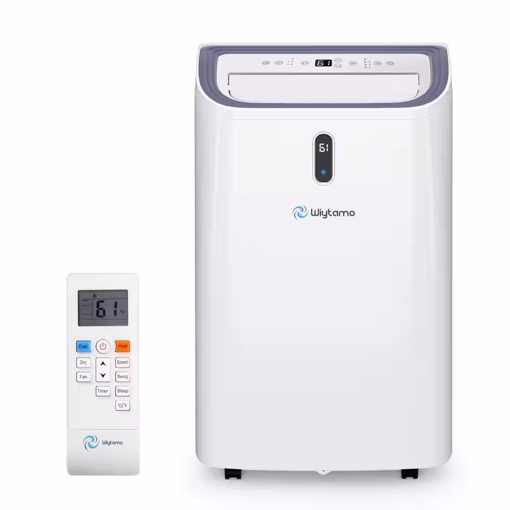 Edendirect 14,000 BTU (9,500 BTU DOE) Portable Air Conditioner Cools 700 sq. ft. with Heater and Dehumidifier, Remote, in White