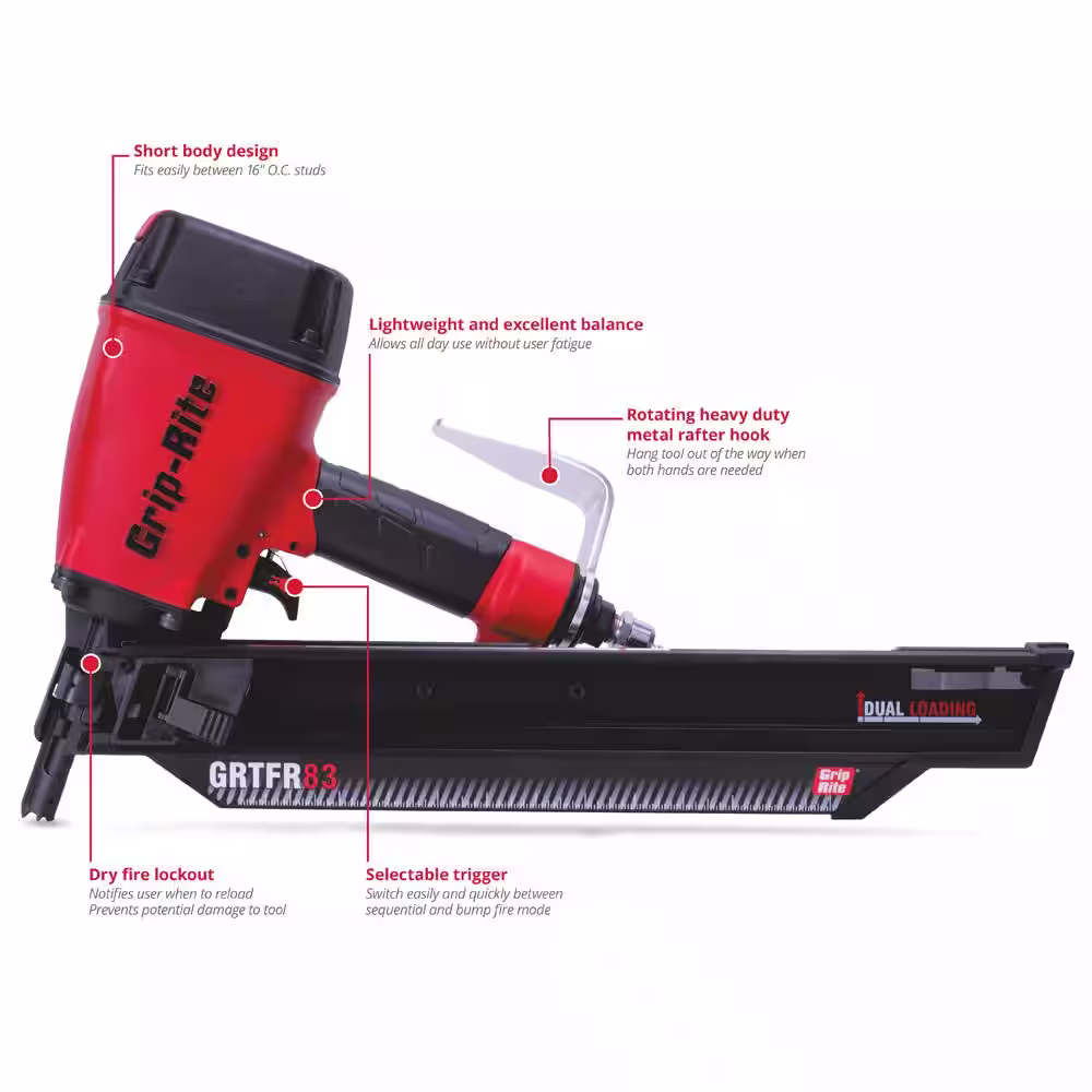 Grip-Rite 3-1/4 in. 21-Degree Round Head Framing Nailer
