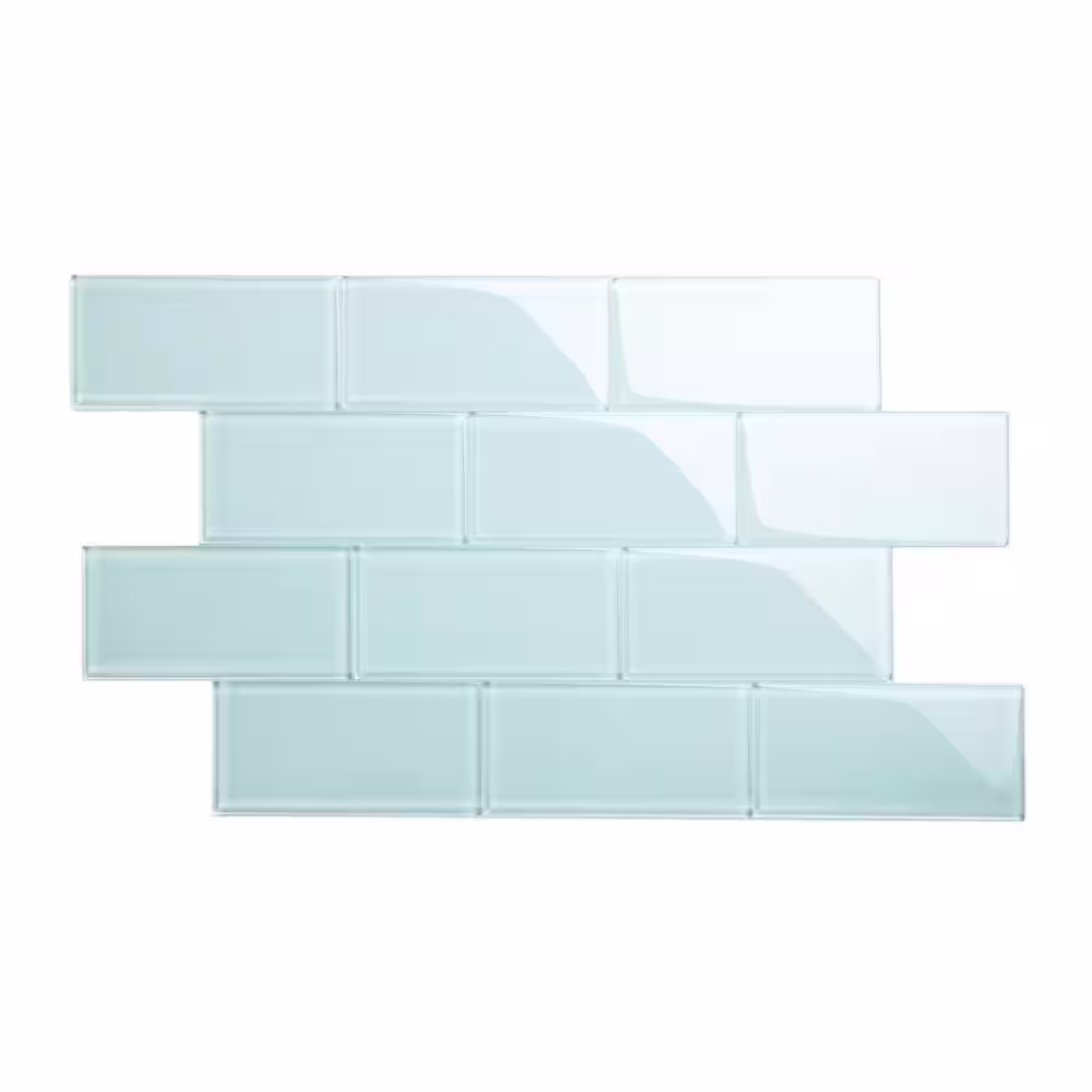 Giorbello Baby Blue 3 in. x 6 in. x 8 mm Glass Subway Wall Tile (5 sq. ft./case)