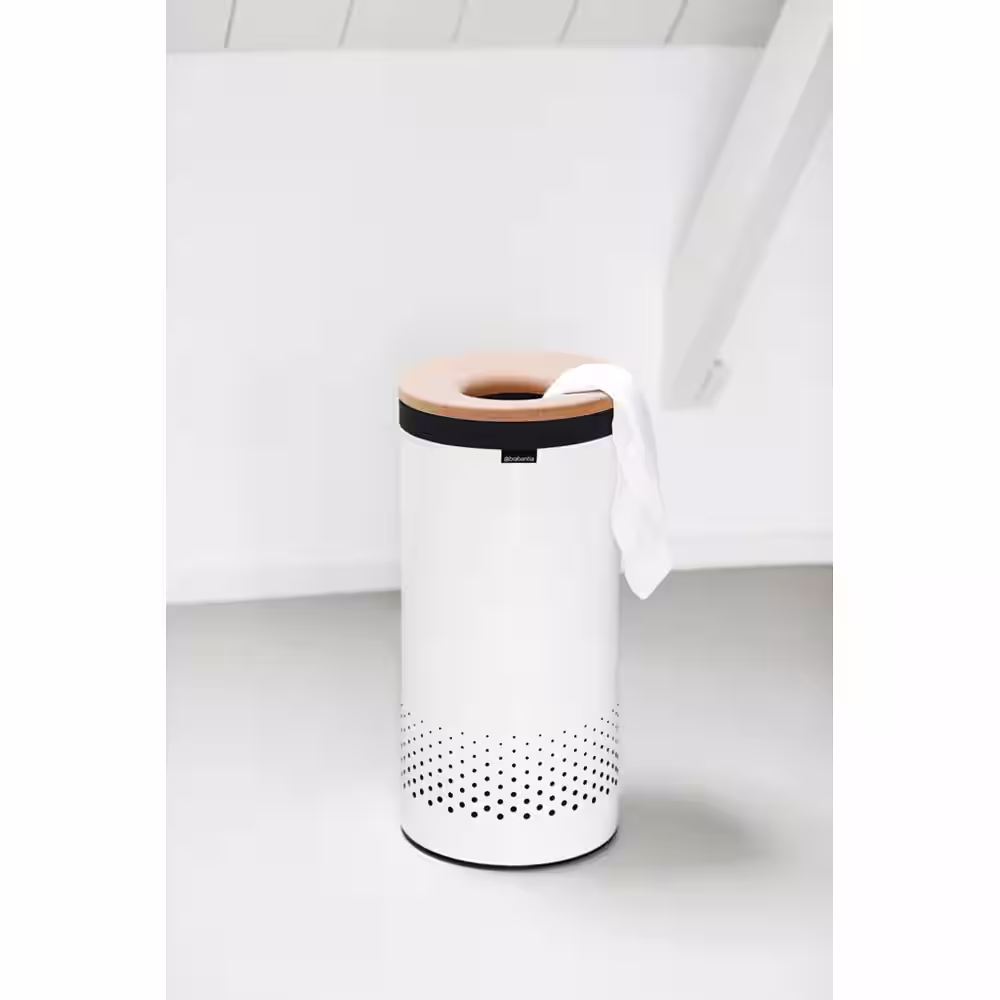 Brabantia 9.2 Gal. (35L) Laundry Hamper White with Cork Lid