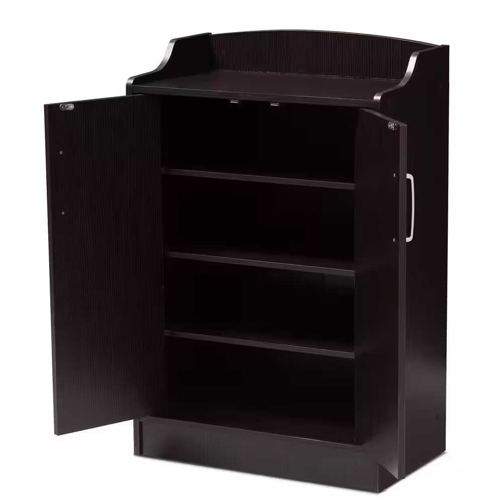 Baxton Studio 36.42 in. H x 23.82 in. W Brown MDF Shoe Storage Cabinet