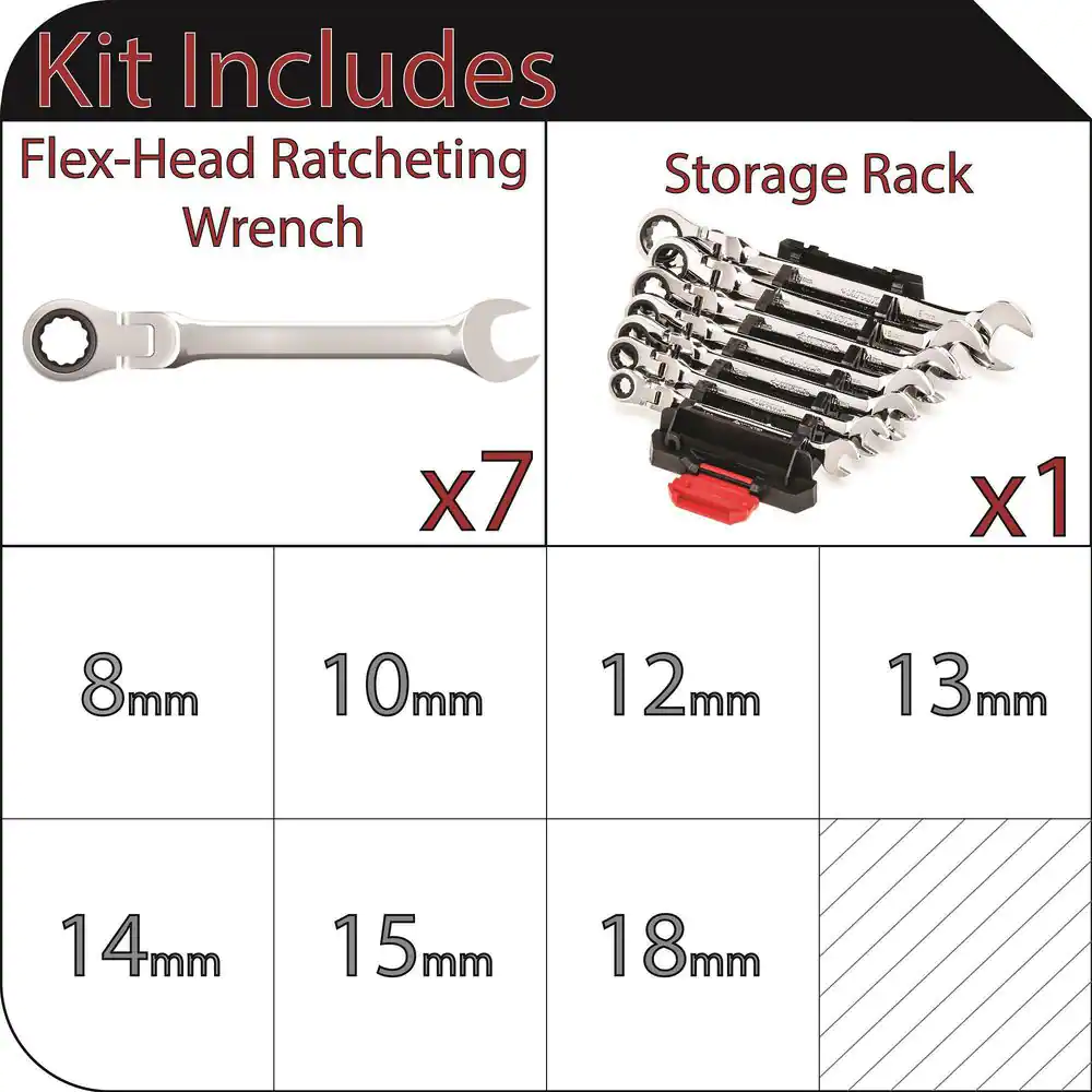 Husky Flex Ratcheting MM Combination Wrench Set (7-Piece)