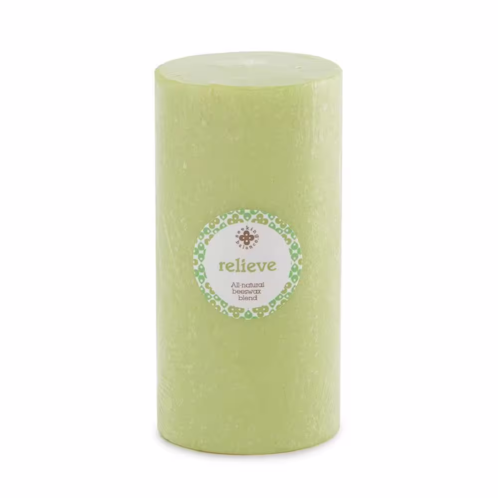 ROOT CANDLES 3 in. x 6 in. Green Seeking Balance Aromatherapy Relieve Scented Pillar Candle