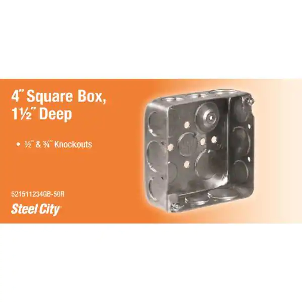 Steel City 1-Gang 4 in. New Work Metal Electrical Wall Box with Ground Bump