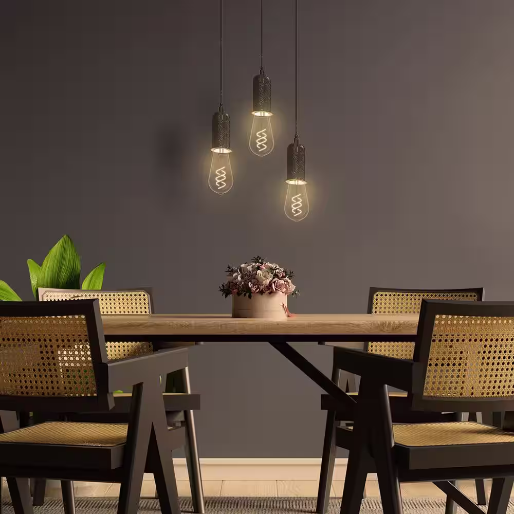 Feit Electric 40-Watt Equivalent ST19 Dimmable Double Spiral White Filament Clear Vintage Edison LED Light Bulb, Soft White (4-Pack)