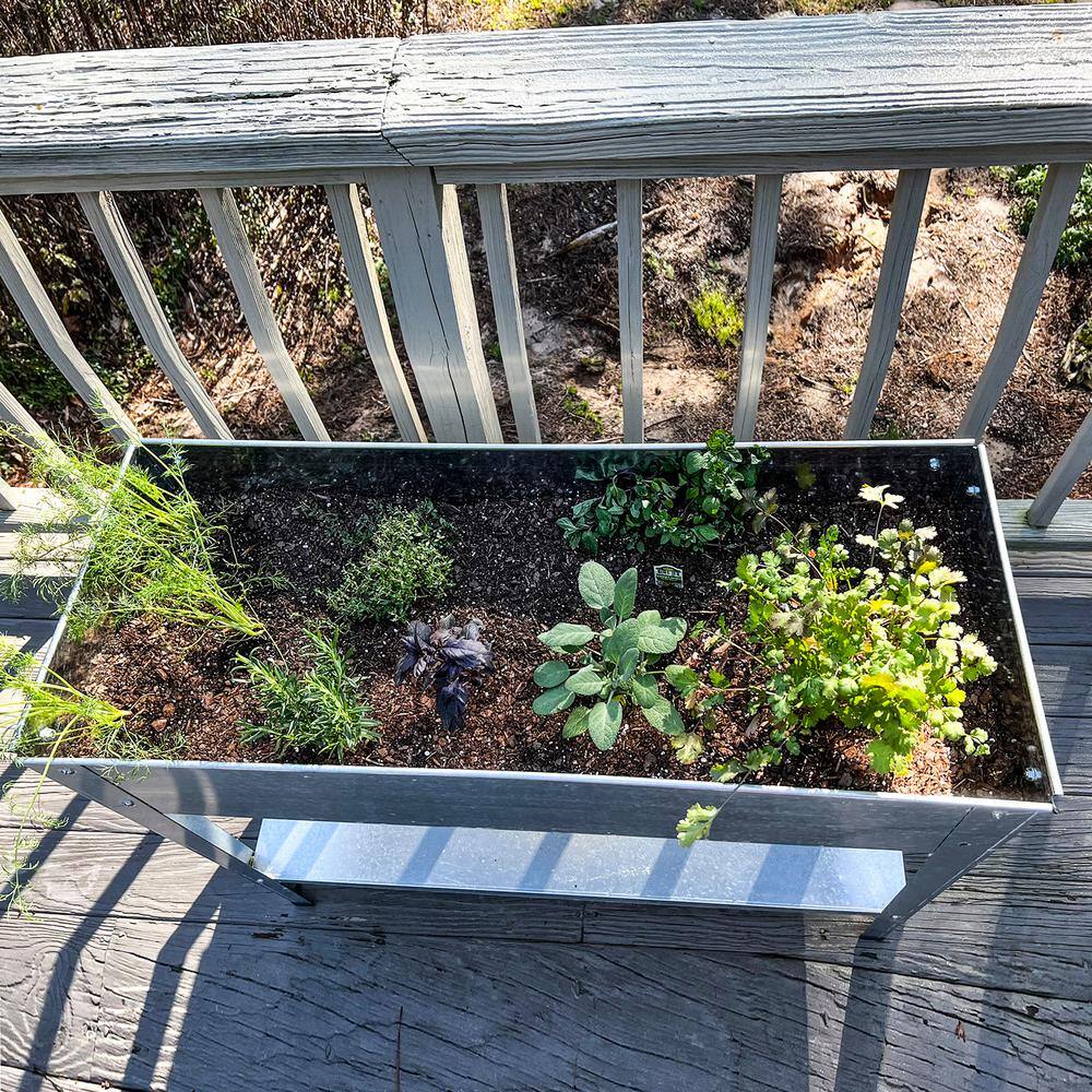 AmeriHome Galvanized Metal Elevated Garden Planter