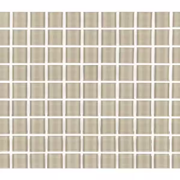 ABOLOS Modern Design Styles Cream Square Mosaic 1 in. x 1 in. Glossy Glass Wall Floor and Pool Tile (11 sq. ft./Case)
