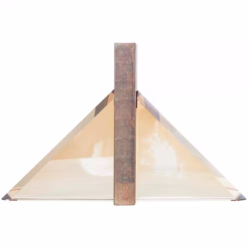 Litton Lane Gold Crystal Pyramid Shaped Geometric Bookends (Set of 2)