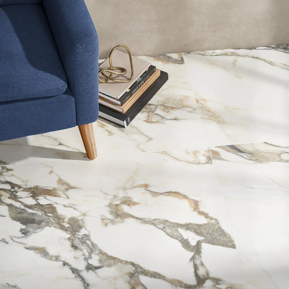 Ivy Hill Tile Saroshi Calacatta Rustico 23.62 in. x 47.24 in. Polished Marble Look Porcelain Floor and Wall Tile (15.5 sq. ft./Case)
