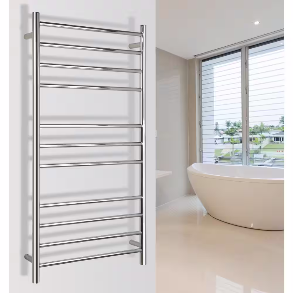 WarmlyYours Elevate OntarioXL 11-Bar Electric Towel Warmer in Polished Stainless Steel