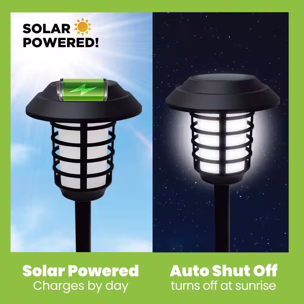 Bell + Howell Pathway Lights Black Solar 11 Lumens LED Weather Resistant Color Changing Landscape Path Light with Remote (8-Pack)