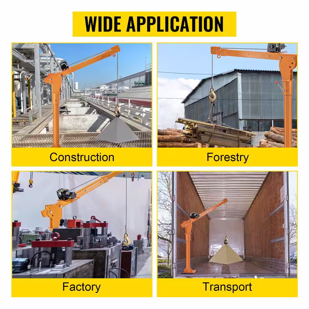 VEVOR Truck Crane 2200 lbs. Davit Crane 360Â° Swivel Electric Crane with Wireless Remote Control for Lifting Goods in Factory