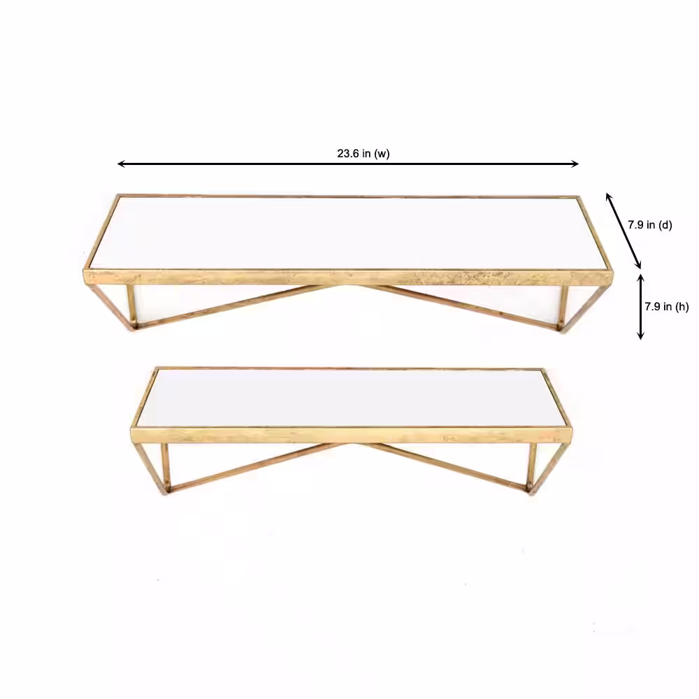 StyleWell Gold Metal Wall-Mount Floating Shelf (Set of 2)