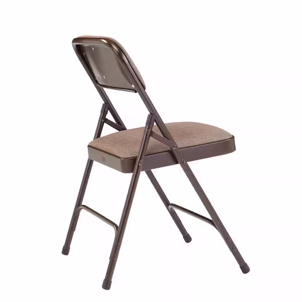 National Public Seating Brown Fabric Padded Seat Stackable Folding Chair (Set of 4)