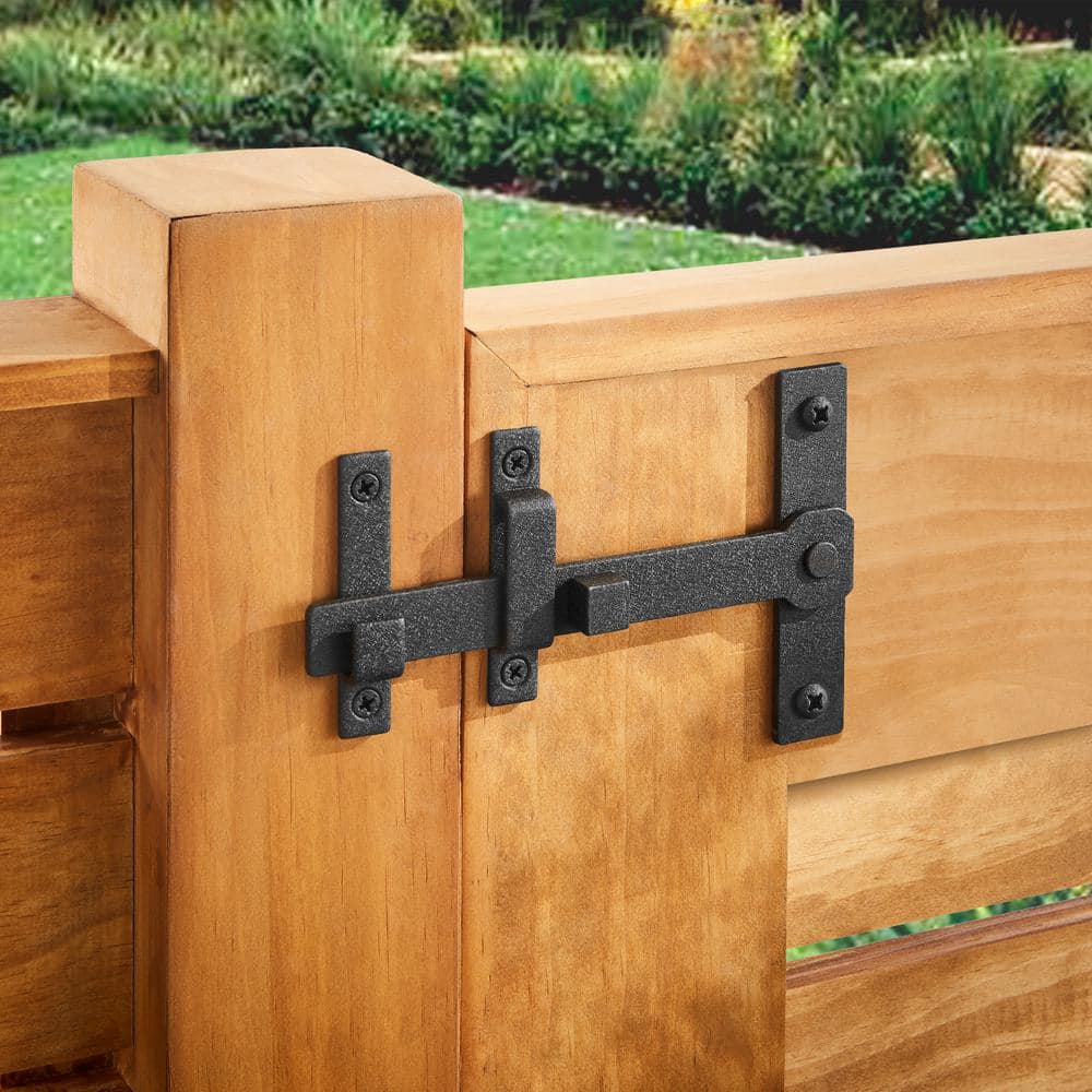 Everbilt 7 in. Slate Grey Modern Drop Bar Latch with Rust Defender
