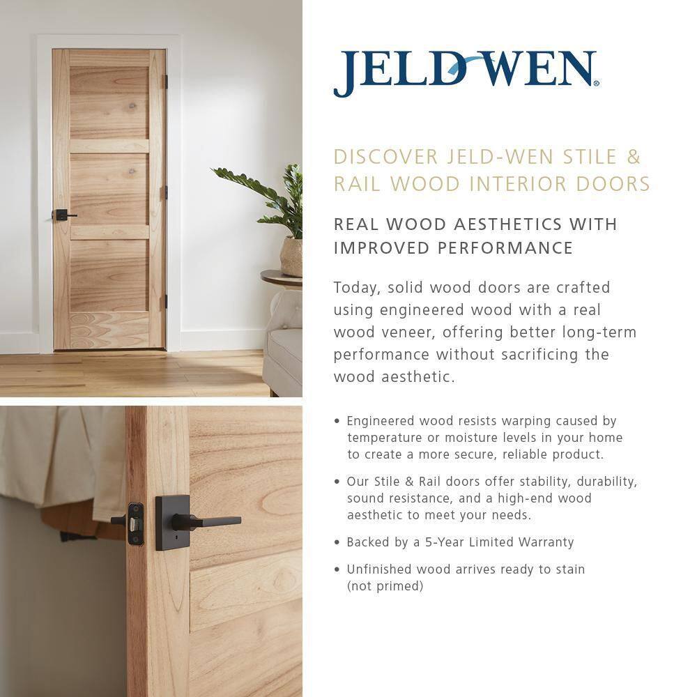 JELD-WEN 24 in. x 80 in. Pine Unfinished 10 Lite Wood Interior Door Slab