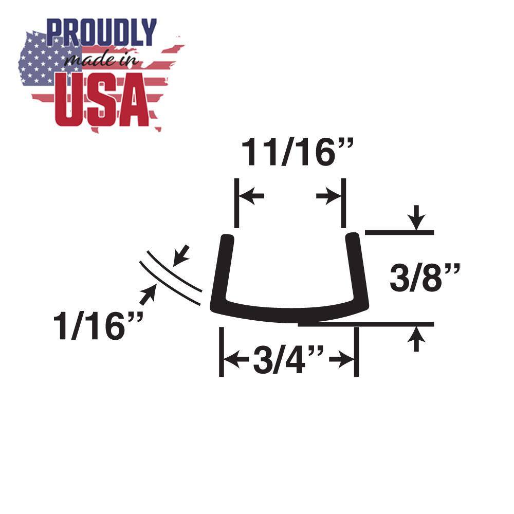 None 3/8 in. D x 3/4 in. W x 72 in. L Clear PVC Plastic U-Channel Moulding Fits 3/4 in. Board, (10-Pack)