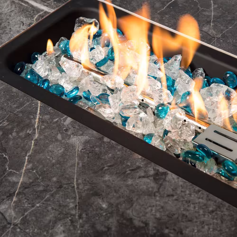 None Brown Rattan Outdoor Fire Pit Table Propane Fire Pit Patio Gas Fire Pit