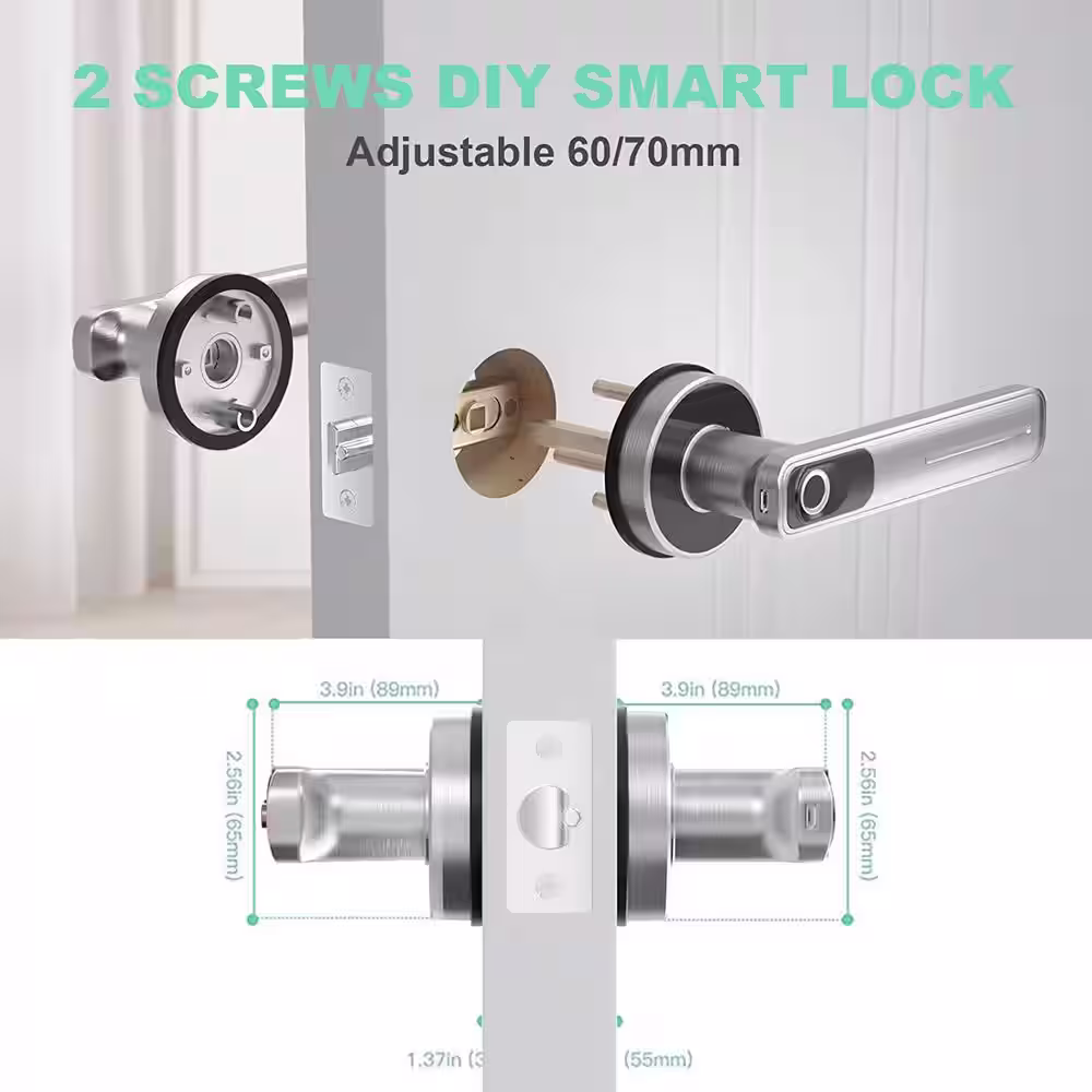 GeekSmart Aluminum Silver Smart Keyless Entry Door lock with Featuring Fingerprint