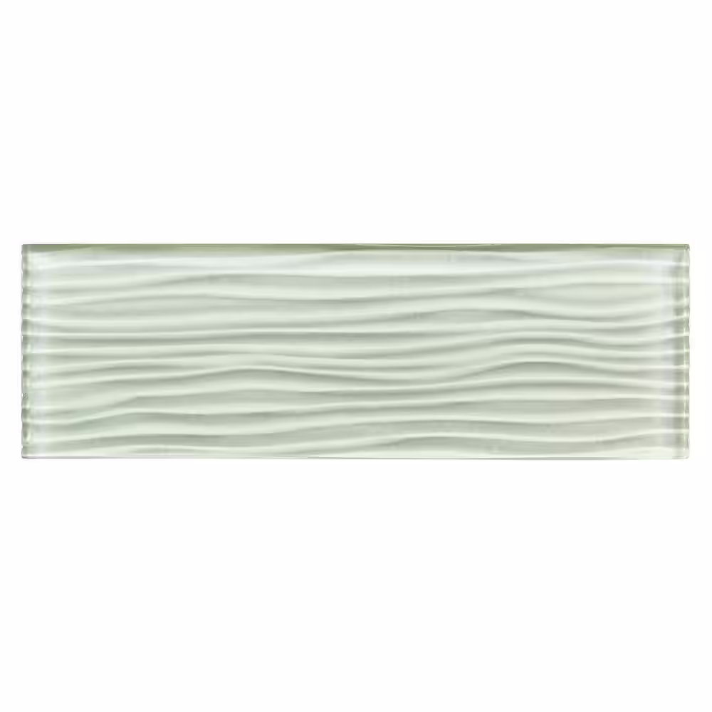 ANDOVA Enchant Parade Florette Light Green Glossy 4 in. x 12 in. Glass Textured Subway Wall Tile (3.26 sq. ft./Case)