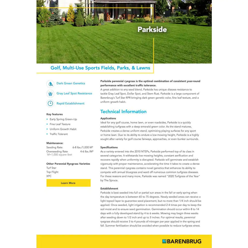 Barenbrug 50 lb. Parkside Perennial Ryegrass Seed