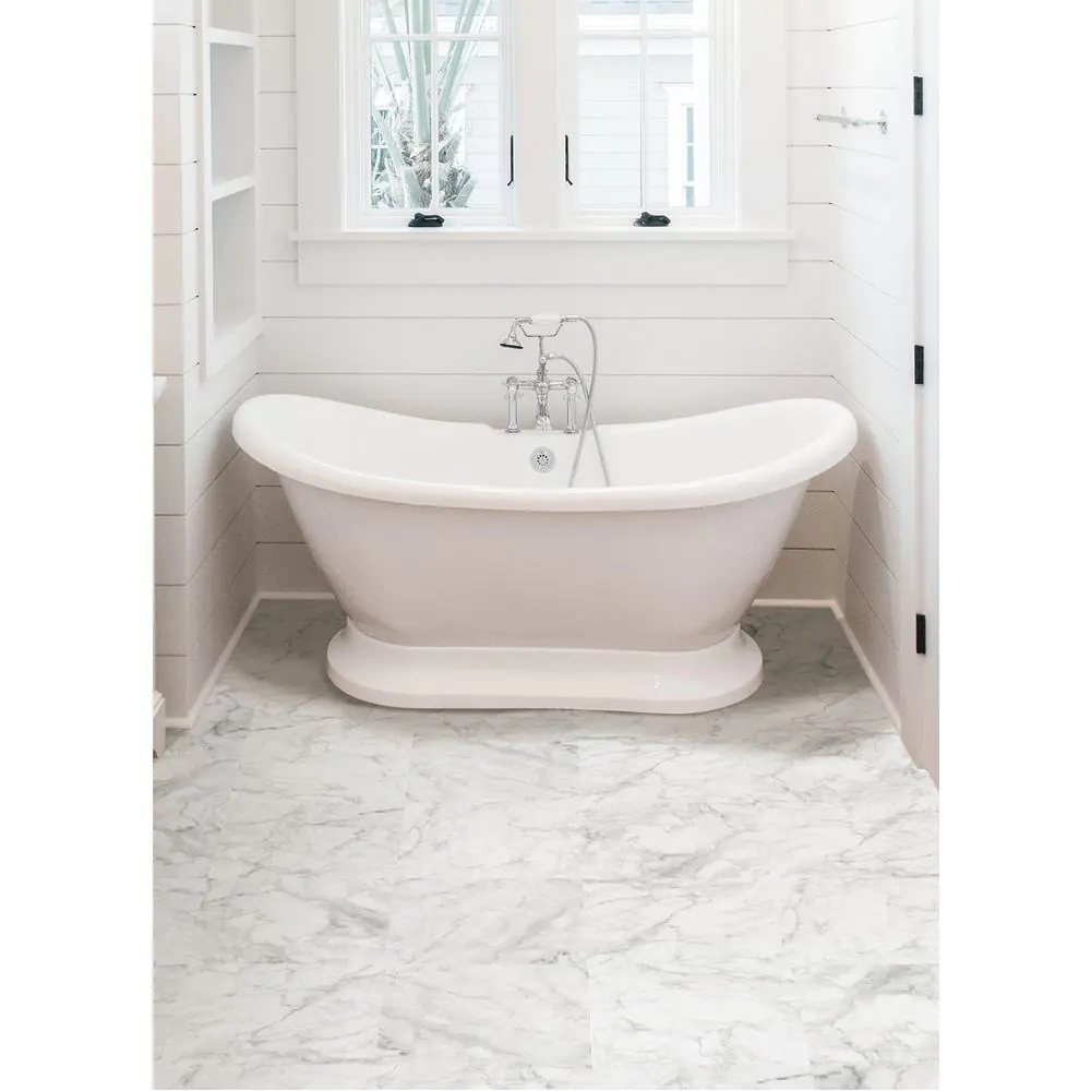 FloorPops Cameron 12 in. W x 12 in. L White Peel & Stick Vinyl Tile Flooring (20 sq. ft./case)
