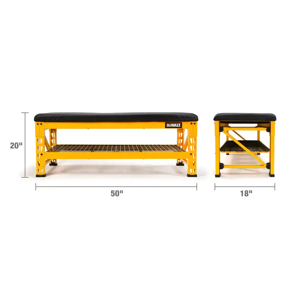 DEWALT 20 in. H x 50 in. W x 18 in. D Garage Bench with Wire Grid Storage Shelf