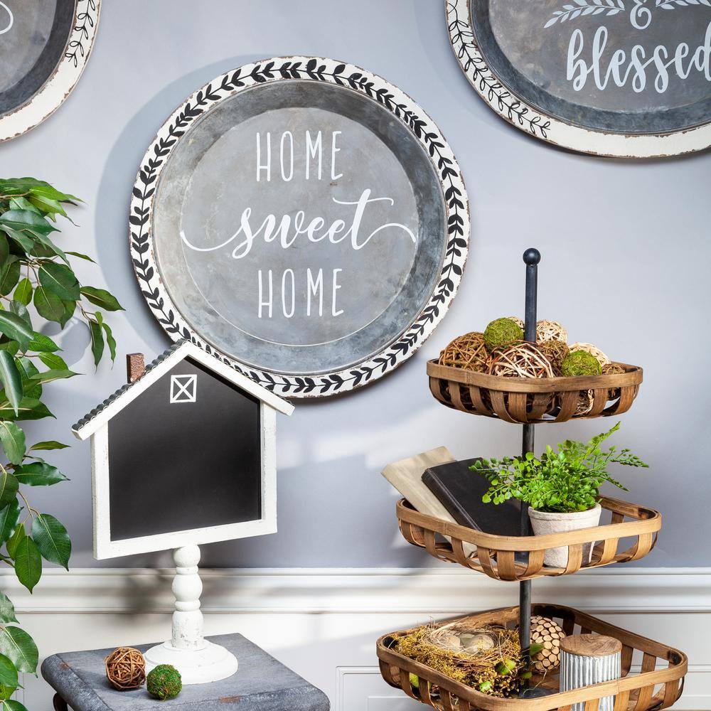 None 20 in. D Gray Galvanized Tray
