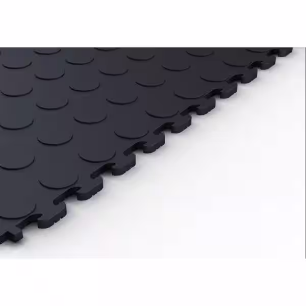 Norsk Multi-Purpose Black 18.3 in. x 18.3 in. PVC Garage Flooring Tile with Raised Coin Pattern (6-Pieces)