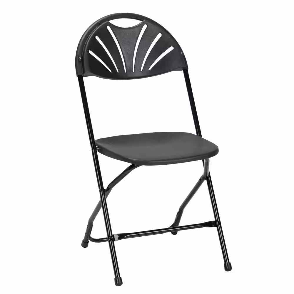 Cosco Heavy-Duty Black Fan Back Plastic Outdoor Safe Folding Chair (Set of 8)