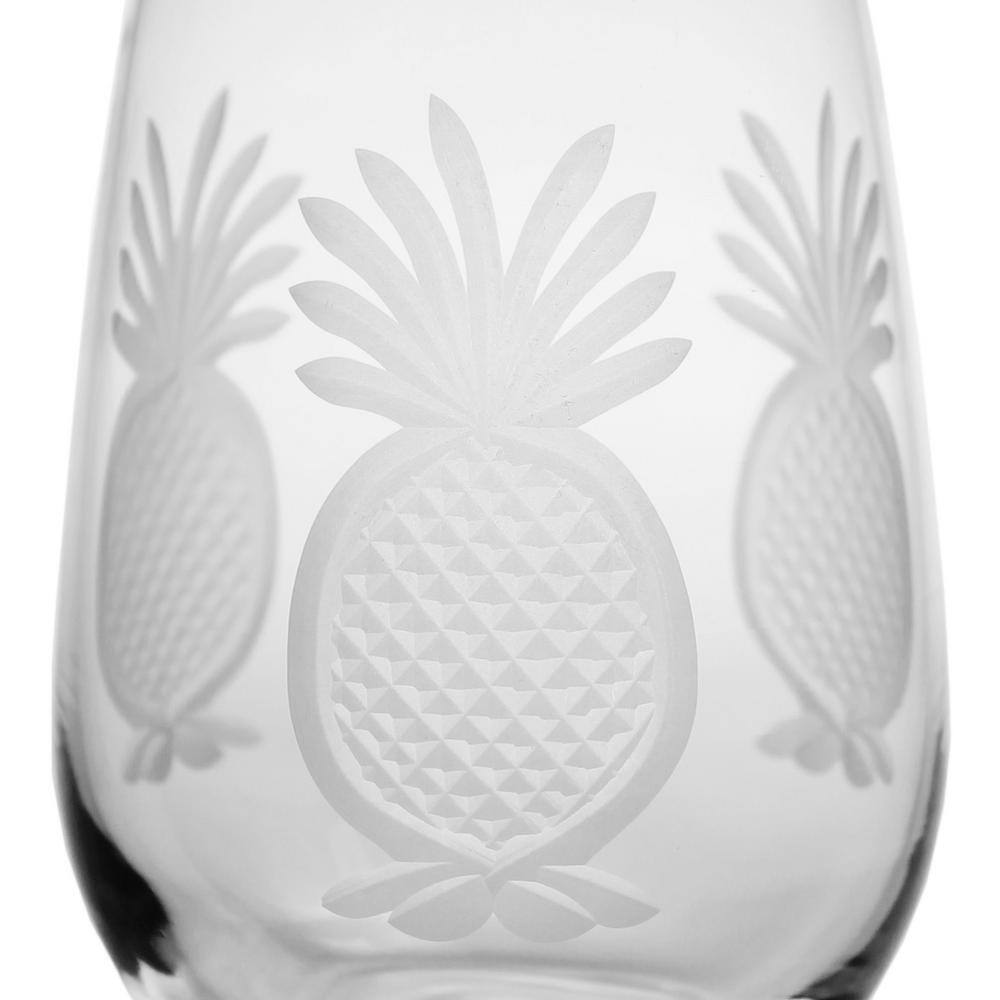 Rolf Glass Pineapple 12 oz. Clear White Wine Glass (Set of 4)